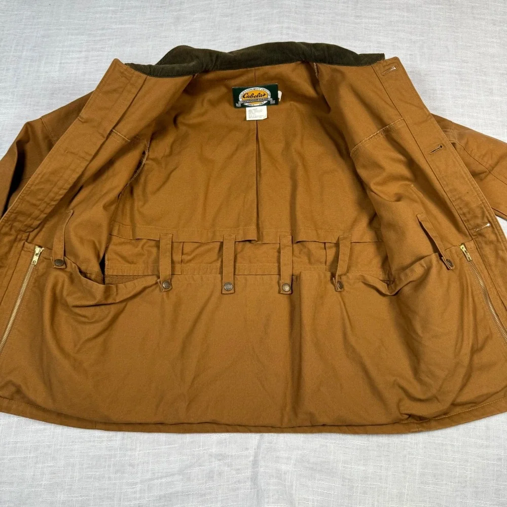 VTG Cabelas Outdoor Gear Hunting Jacket Youth Boys L Brown Canvas Corduroy Chore